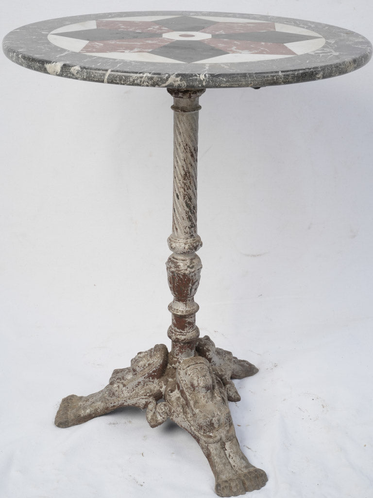 Elegant vintage marble bistro table