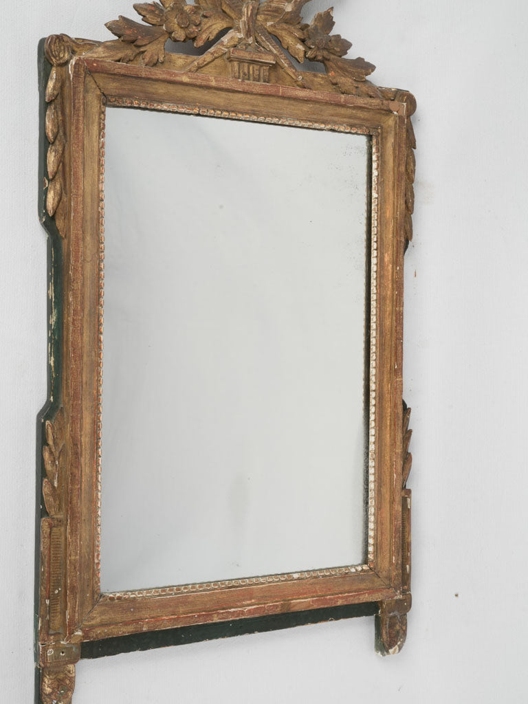 Antique French-style laurel garland mirror