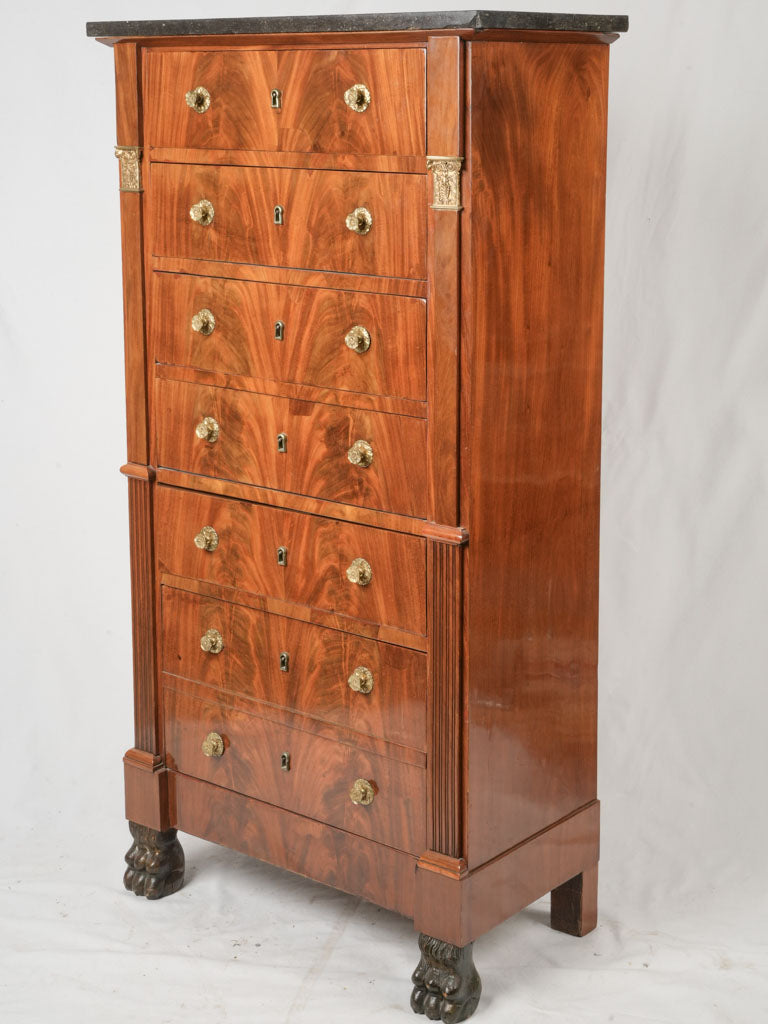 Antique Flemish Mahogany Semainier Cabinet