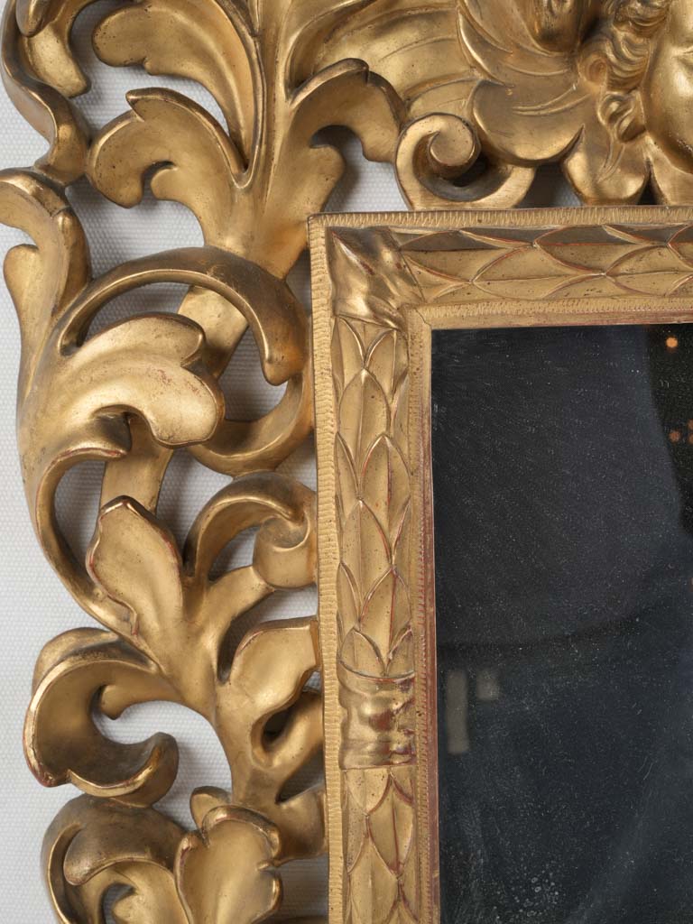 Water Gilded Wood Cherub Mirror