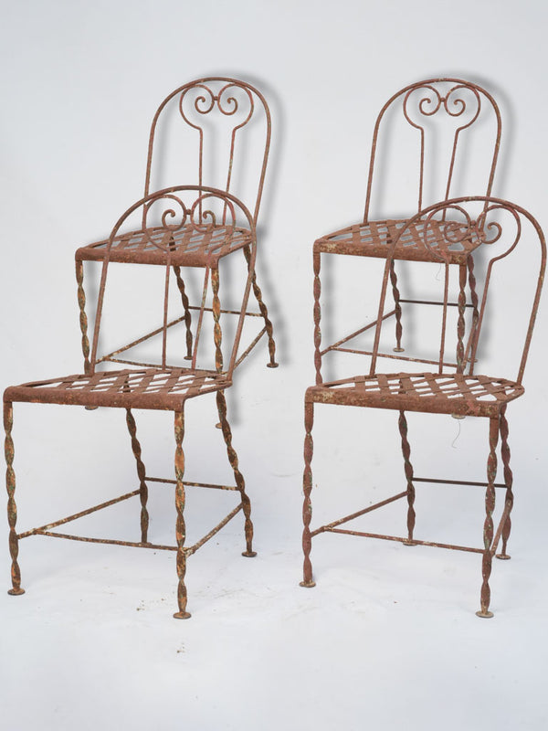 Rustic 19th-century iron garden chairs