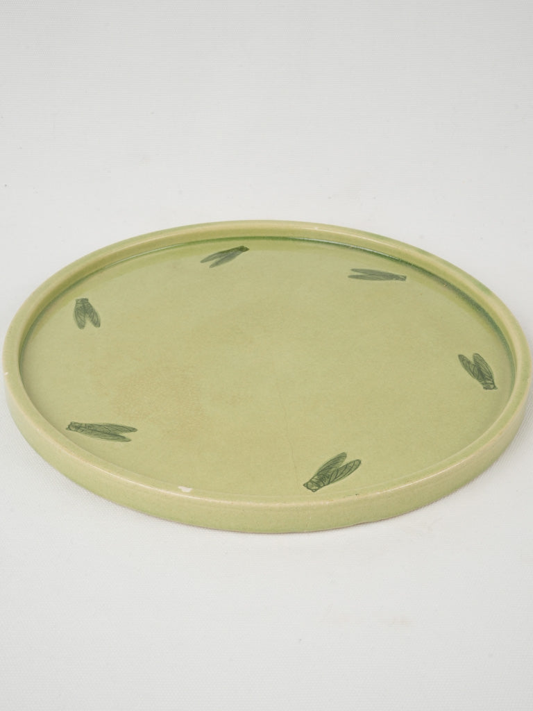 Provençal green glaze cake platter