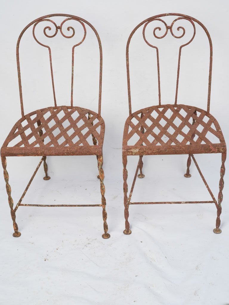 Twisted-leg 19th-century garden chairs