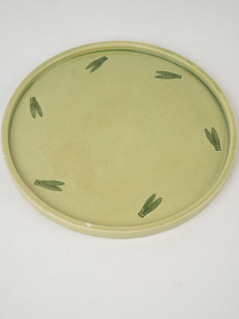 Vintage ceramic cake platter with cicadas