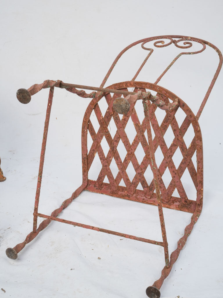 Aged iron chairs with French flair