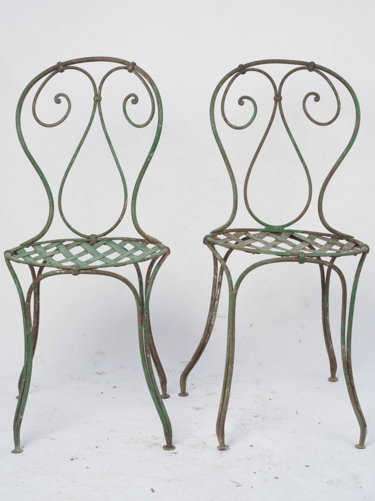 Vintage French scroll-back garden seats