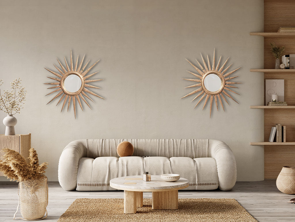 Elegant vintage sunburst wall mirrors