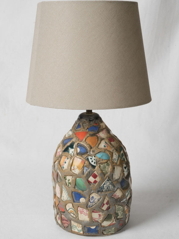 Vibrant 1950s mosaic terracotta lamp