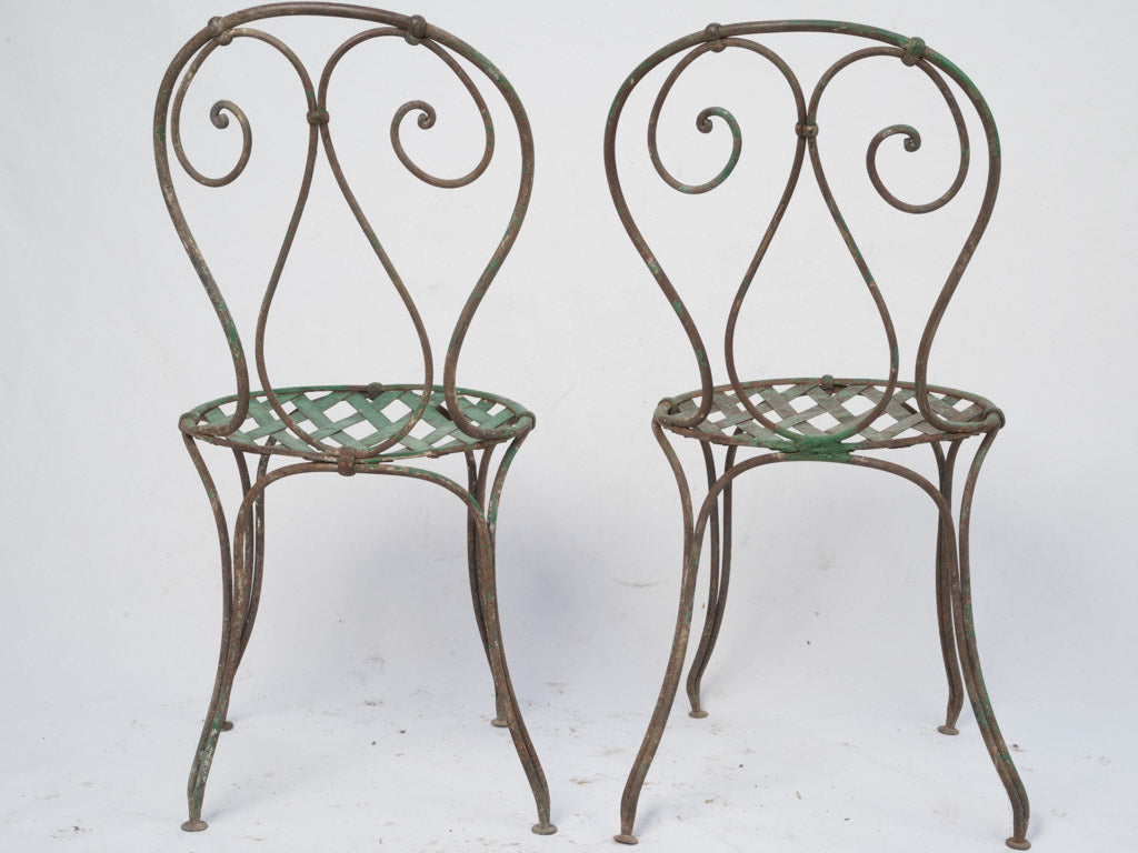 Quaint nineteenth-century lattice garden chairs