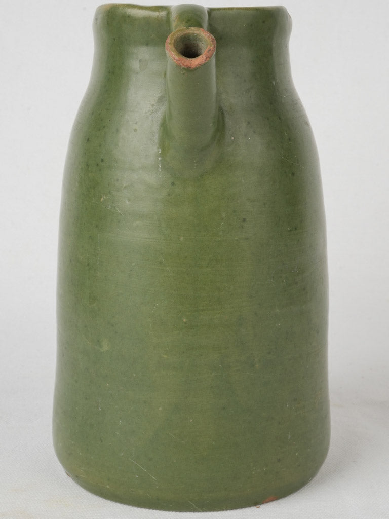 Rustic French green pitcher  