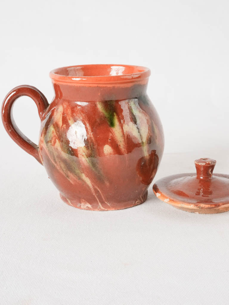 Charming multi-colored Jaspé ceramic pot