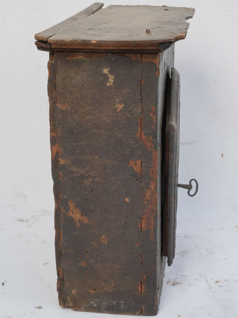 Chapel-origin, time-worn wooden cabinet