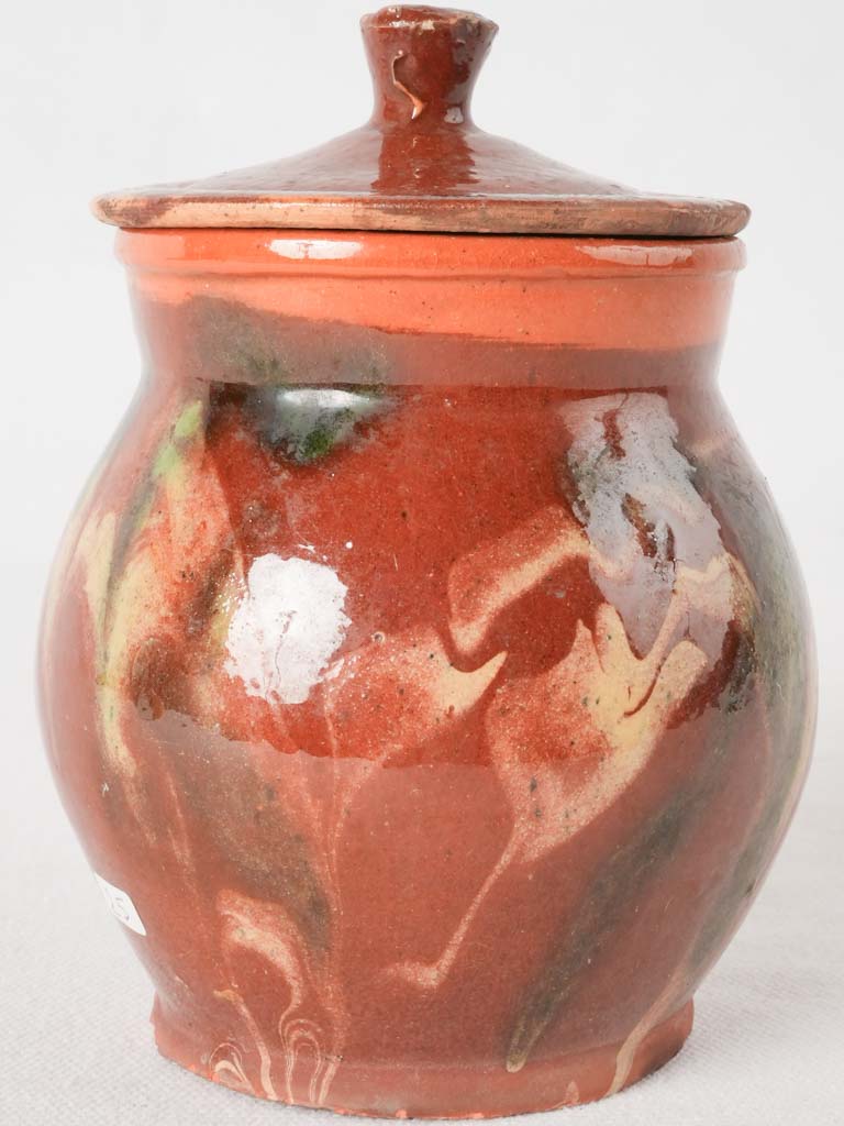 Rustic one-handle Jaspé glaze pot