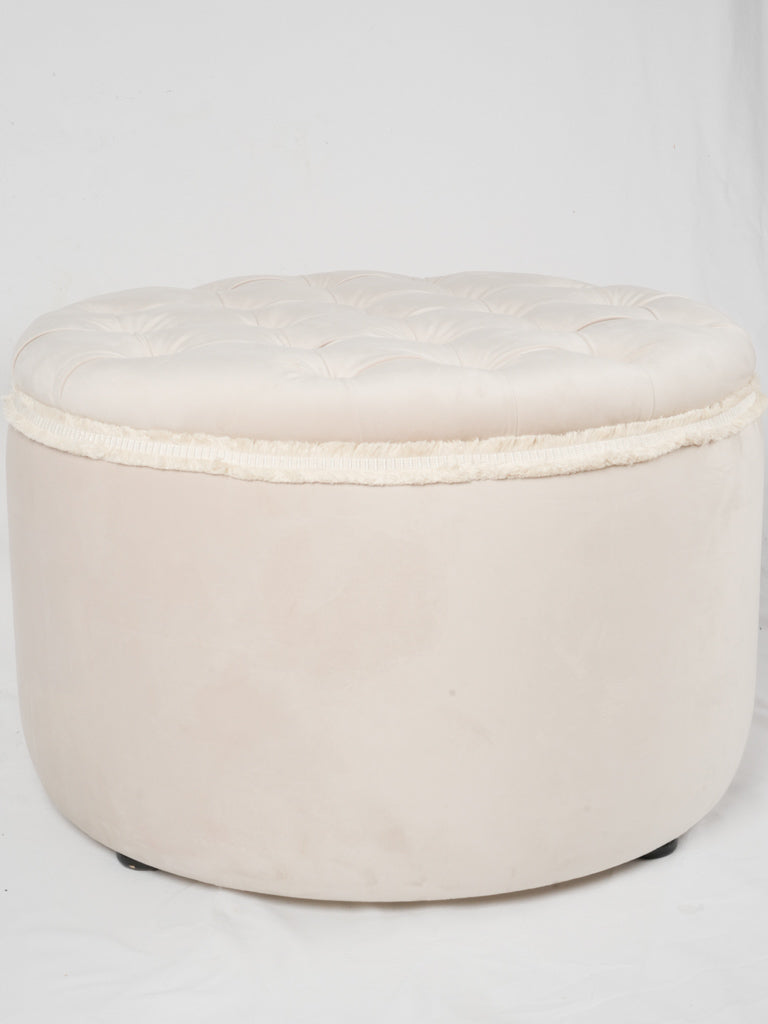 Large vintage beige ottoman pouf