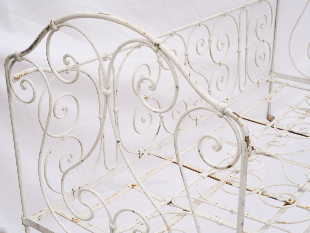 Vintage white convertible iron bench