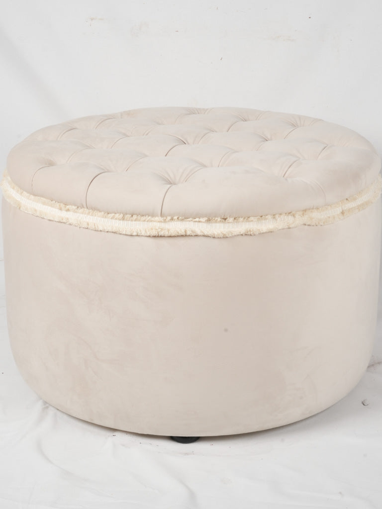 Luxurious vintage pearl white ottoman