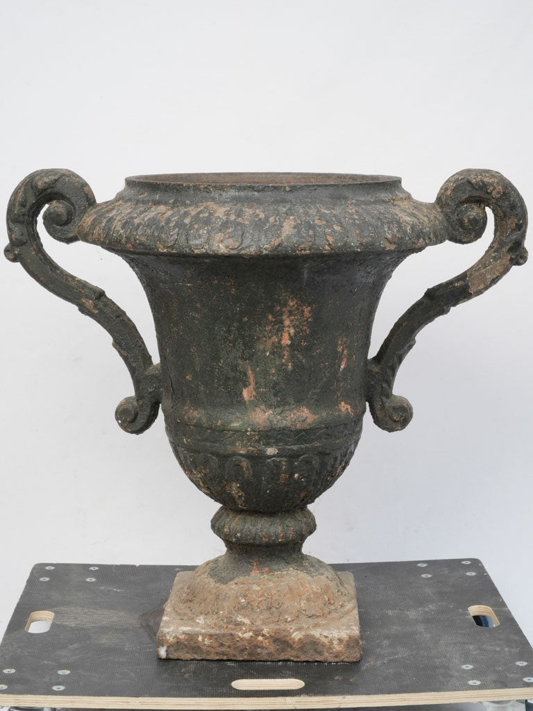  Antique, intricate, classical cast iron urn