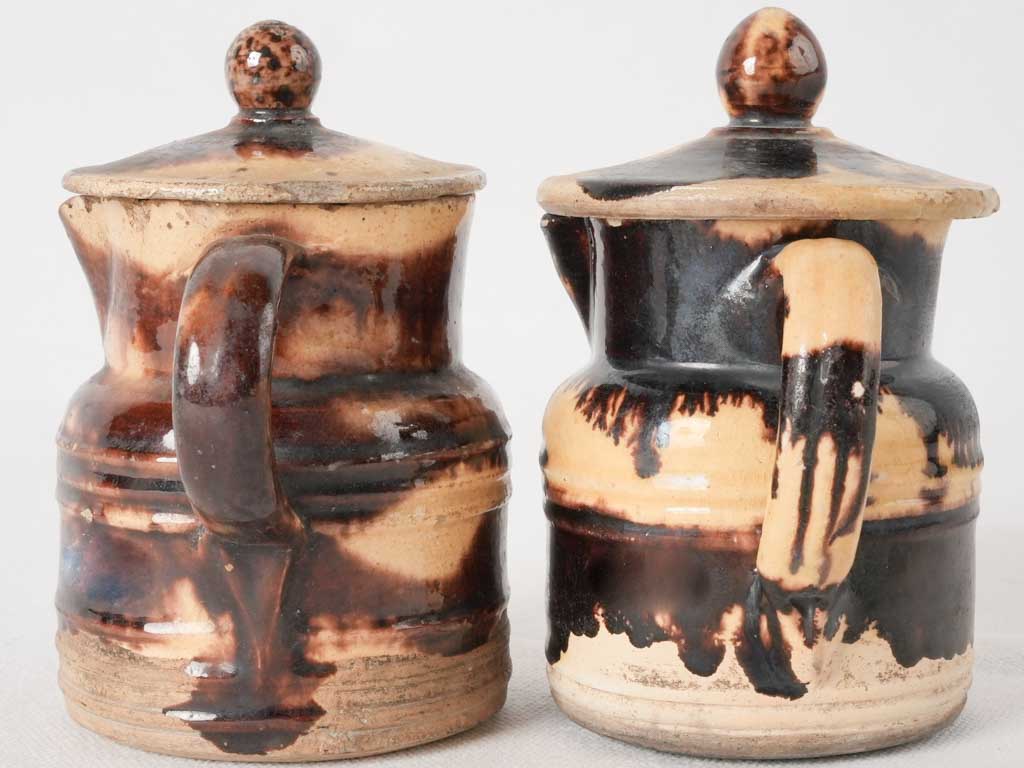 Traditional glazed Vallauris coffee pots