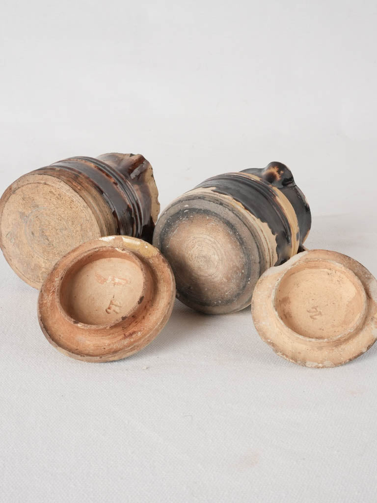 Unique Vallauris ceramic pots with lids