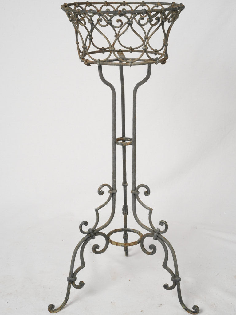 Classic black iron patio plant holder