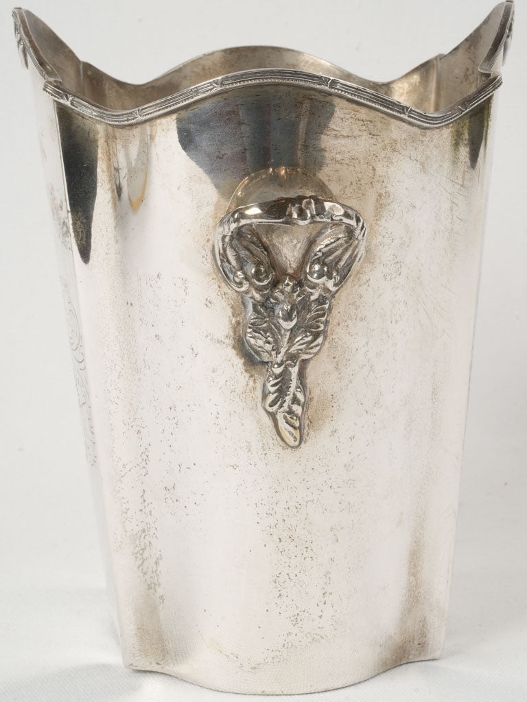 Ornate handle silver-plated cooler  