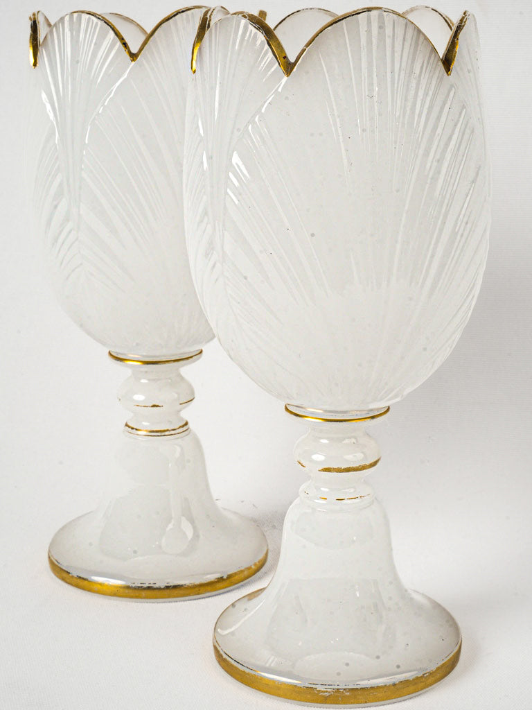 Pair of Late 19th-Century French Opaline Glass Tulip Vases - 13½"