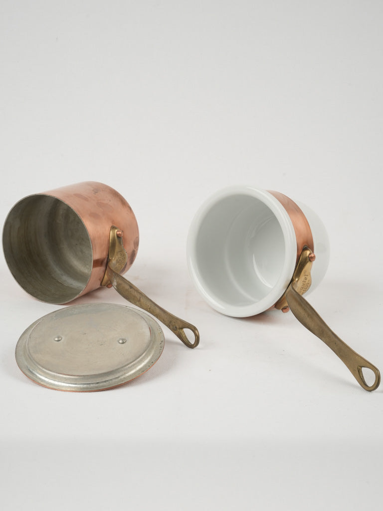 Elegant brass-handled antique bain-marie Mauviel