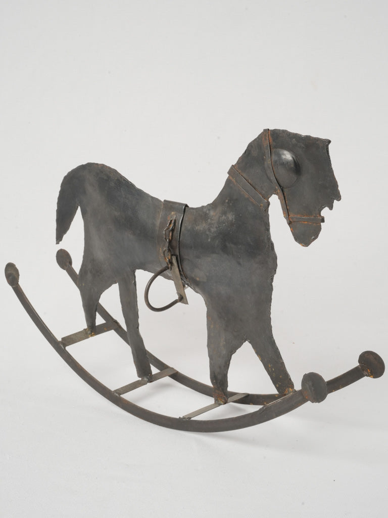 Rustic wrought iron rocking horse  