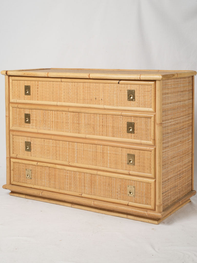 Vintage Italian rattan dresser chest