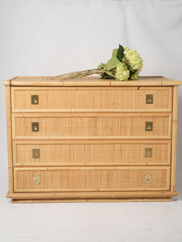 Mid-century brass-finished wooden dresser