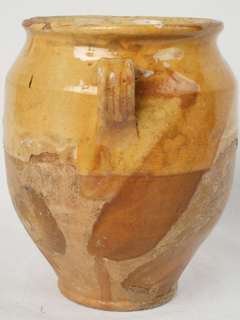 Textured antique ocher-glazed confit pot