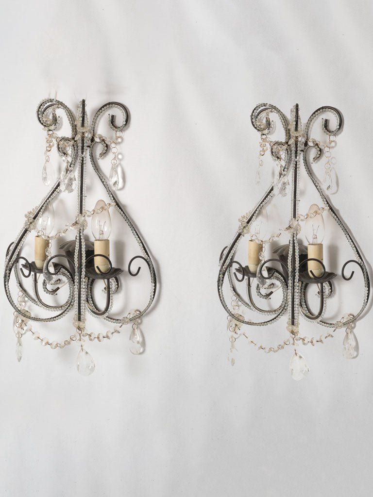 Vintage Italian beaded wall sconces