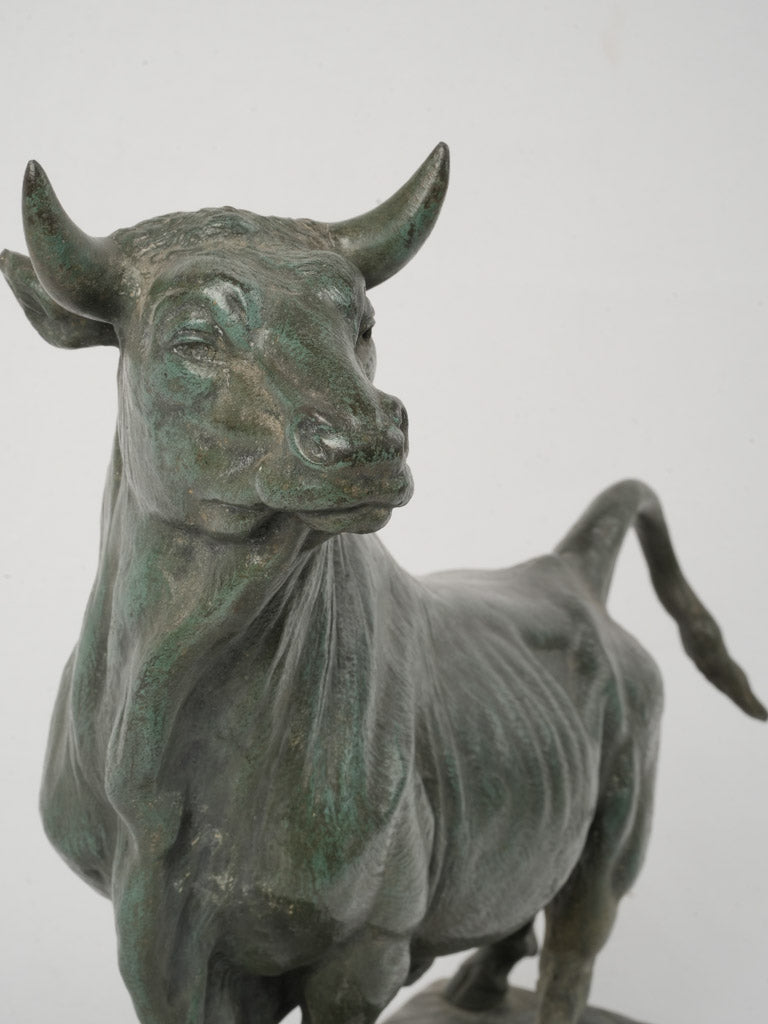 19th-century bronze bull statue