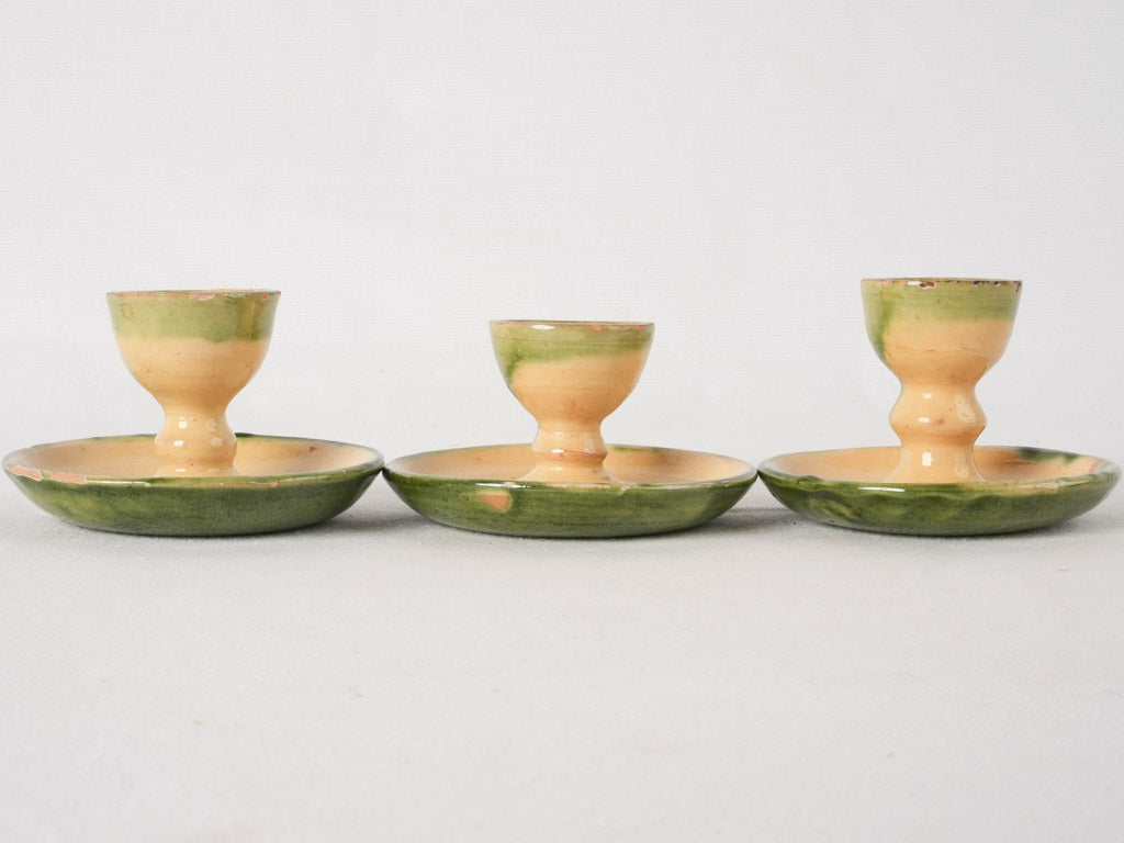 3 antique French egg cups - Dieulefit 2¾"