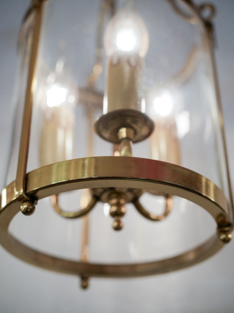 Three-globe brass pendant light