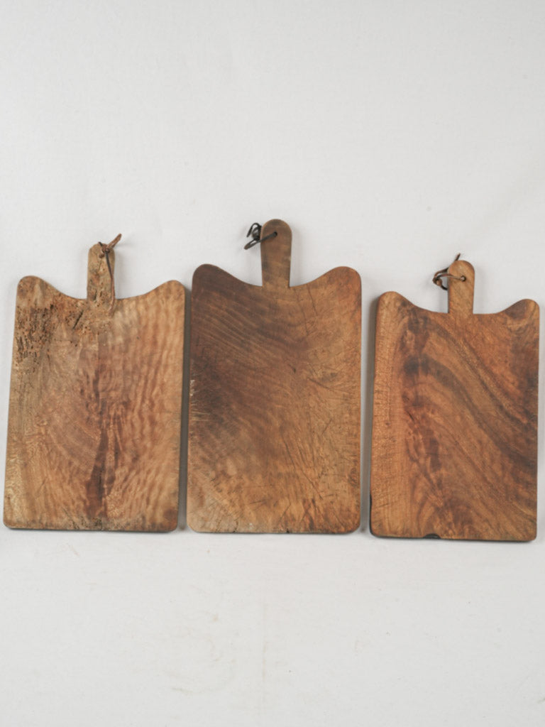 Vintage French wooden cutting boards trio