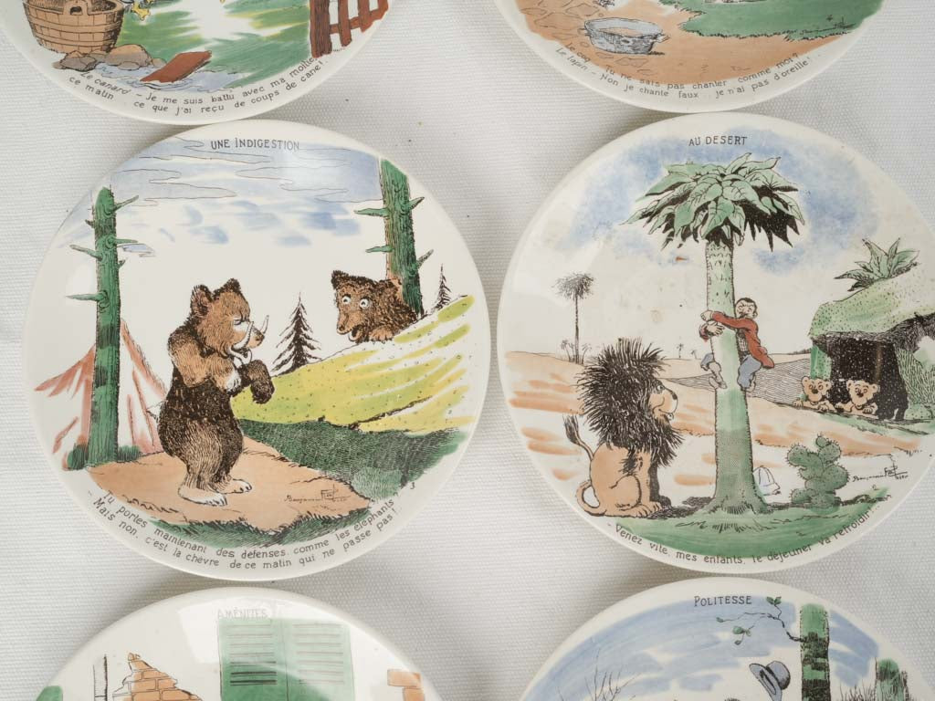 Vintage, whimsical, Sarreguemines animal plates