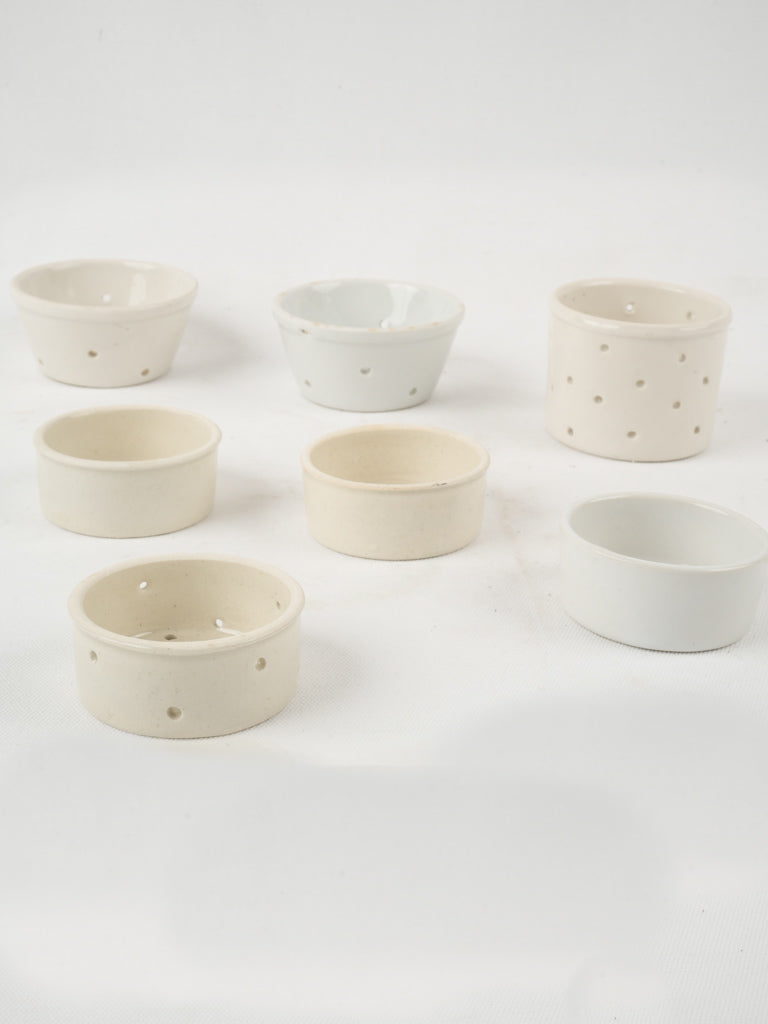 Charming vintage white cheese pots