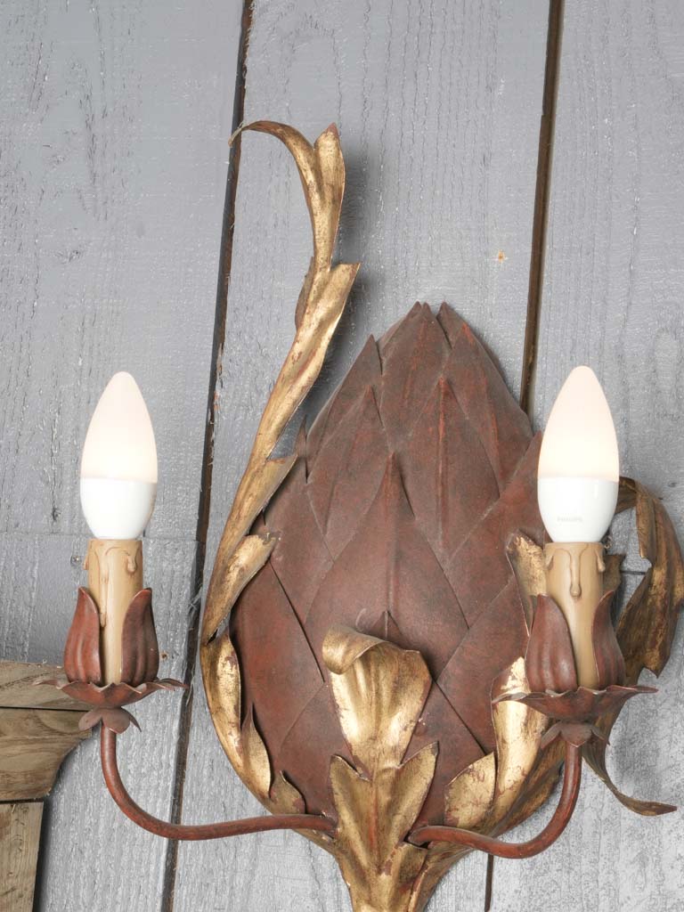 1960s tole metal decorative sconces