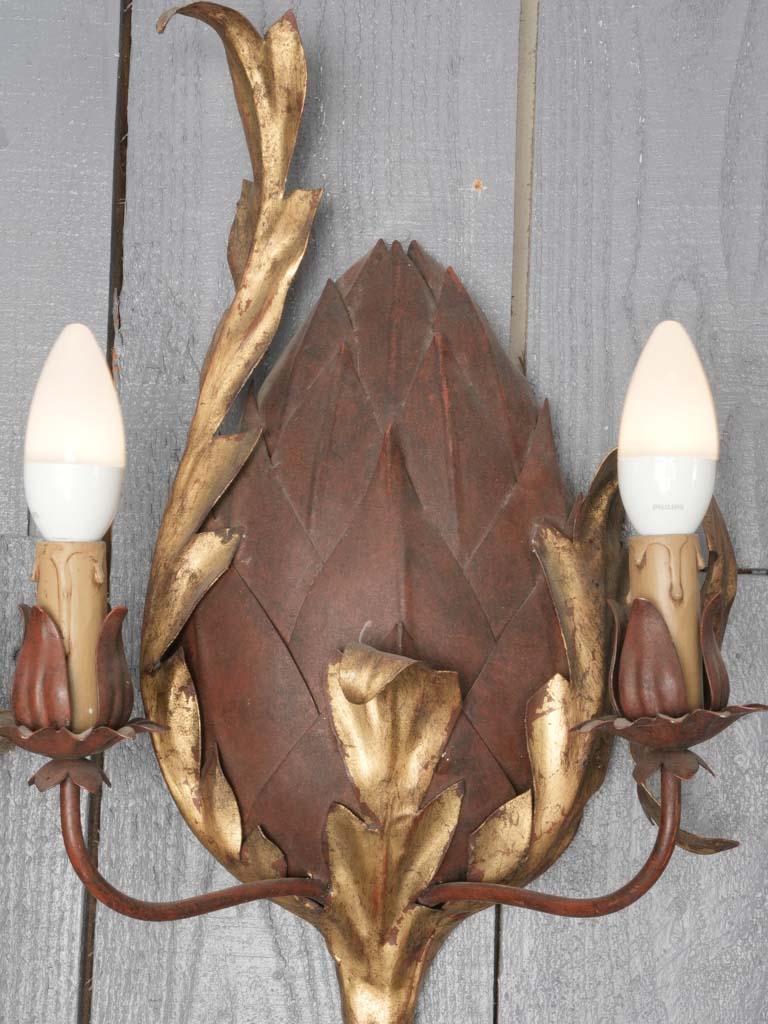 Antique golden leaf wall lights