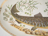 Vintage collectible trout-themed faience dish