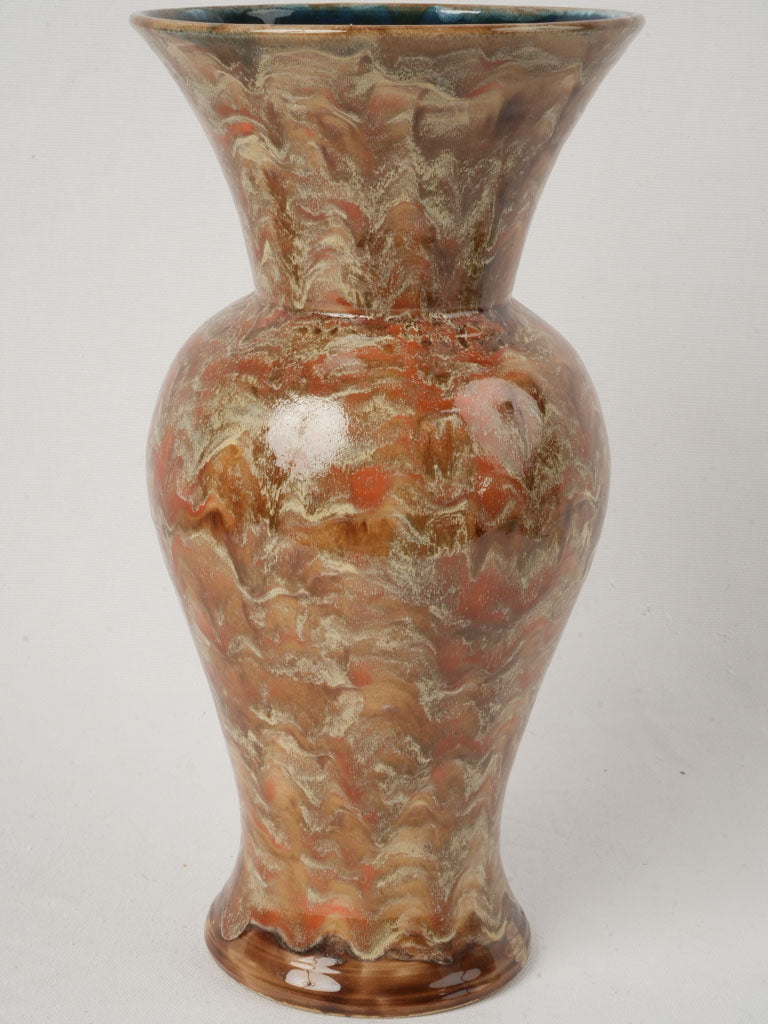 Textured marbled ceramic vessel