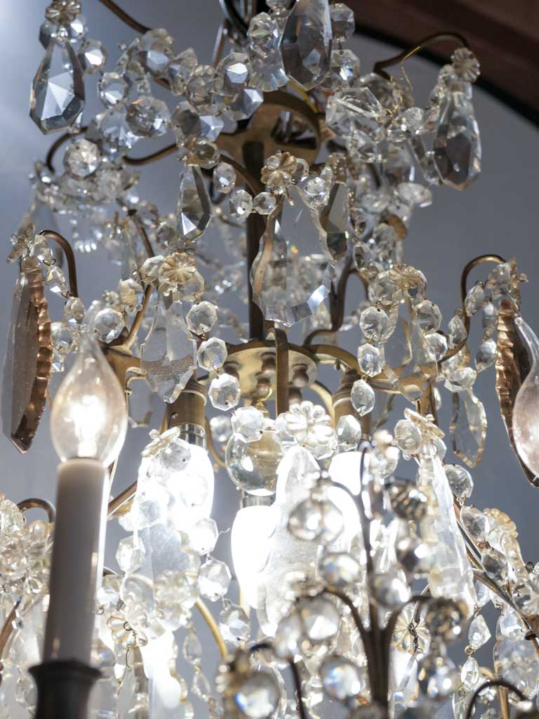 Classic opaline glass clear and amber chandelier