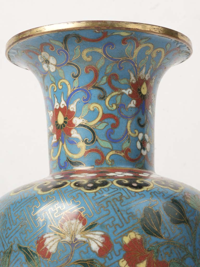 Elegant chrysanthemum cloisonné vases