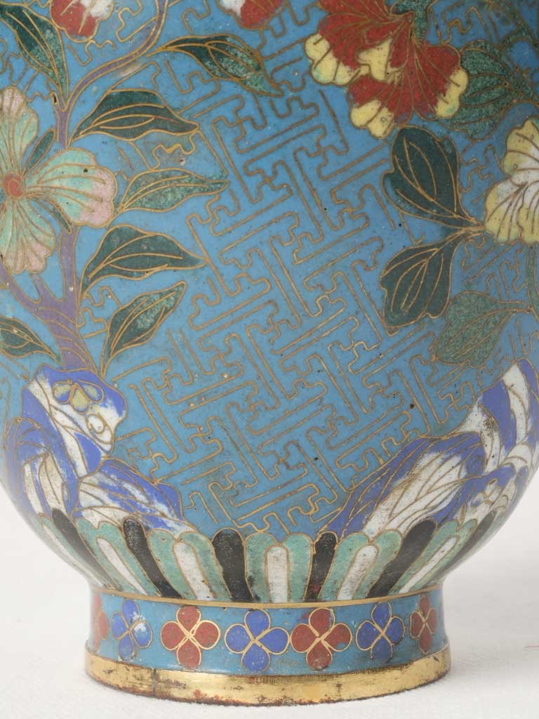 Ornate hibiscus motif vases