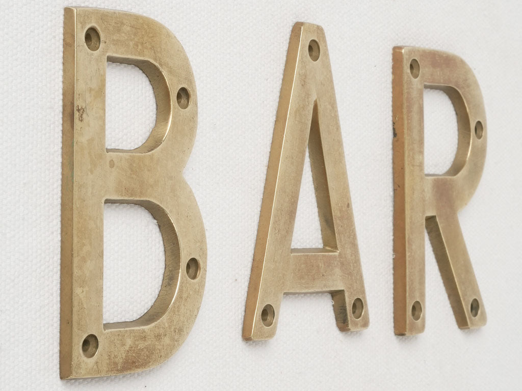 Antique French "BAR" brass letters