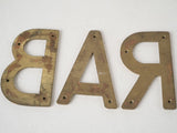 Weathered French "BAR" brass letters