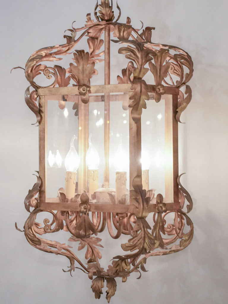 Ornate 1970s tole statement hanging light