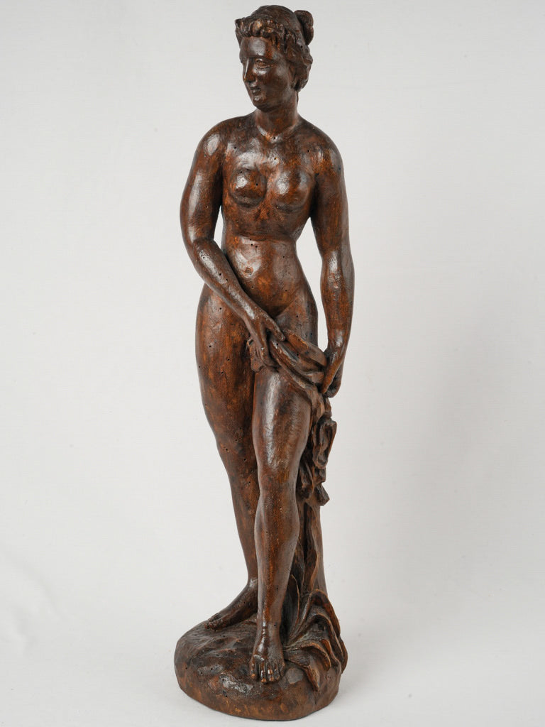 Tall Graceful Art Deco Wooden Sculpture of "Venus au Bain" - 33½"