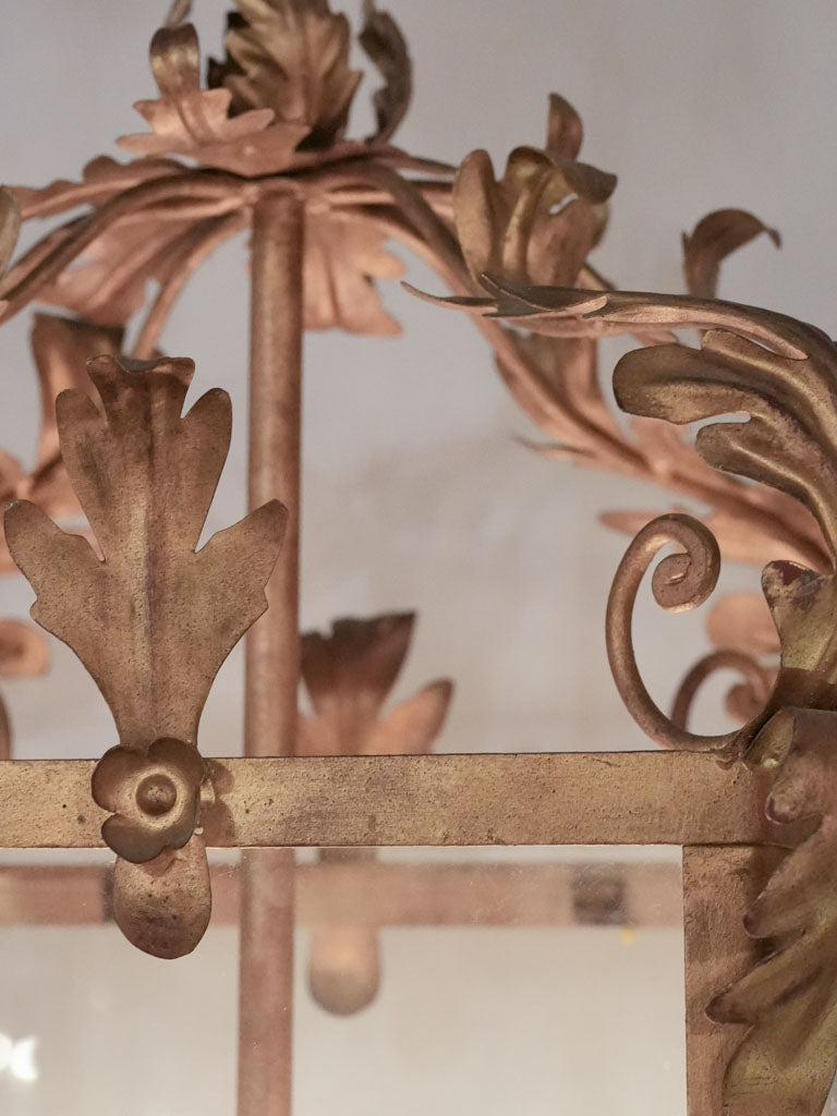 Sculptural acanthus leaf tole lantern